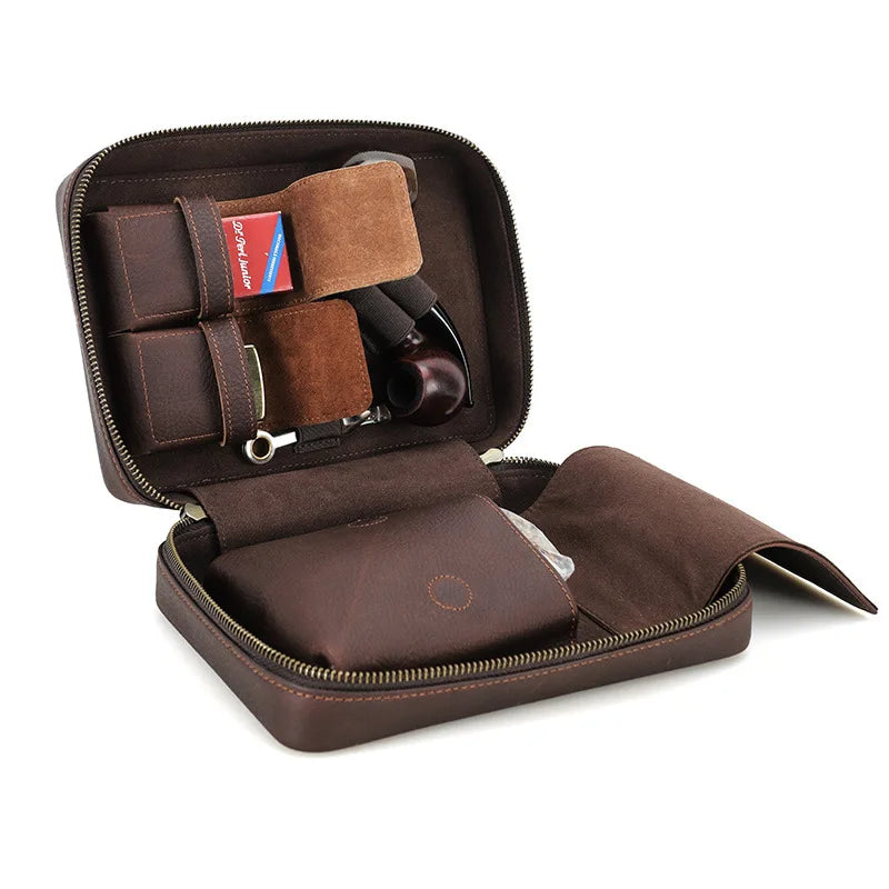 Handmade Full-Grain Cowhide Tobacco Pipe Bag
